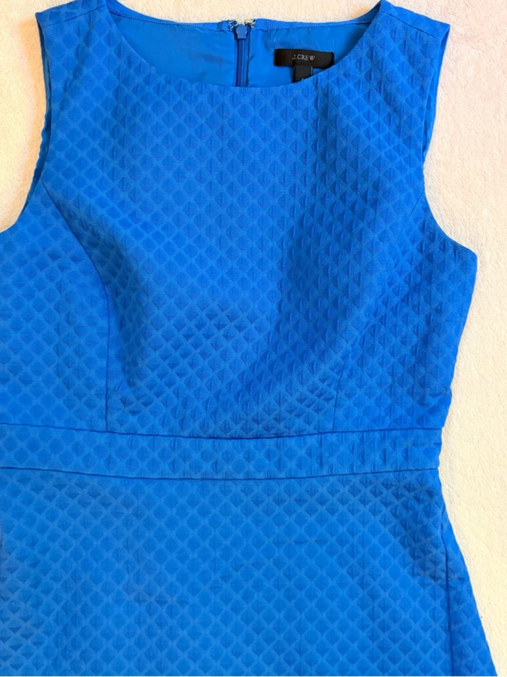 J. Crew Sleeveless Textured Royal Blue Fit & Flare Midi Dress Sz 6 - Picture 7 of 11